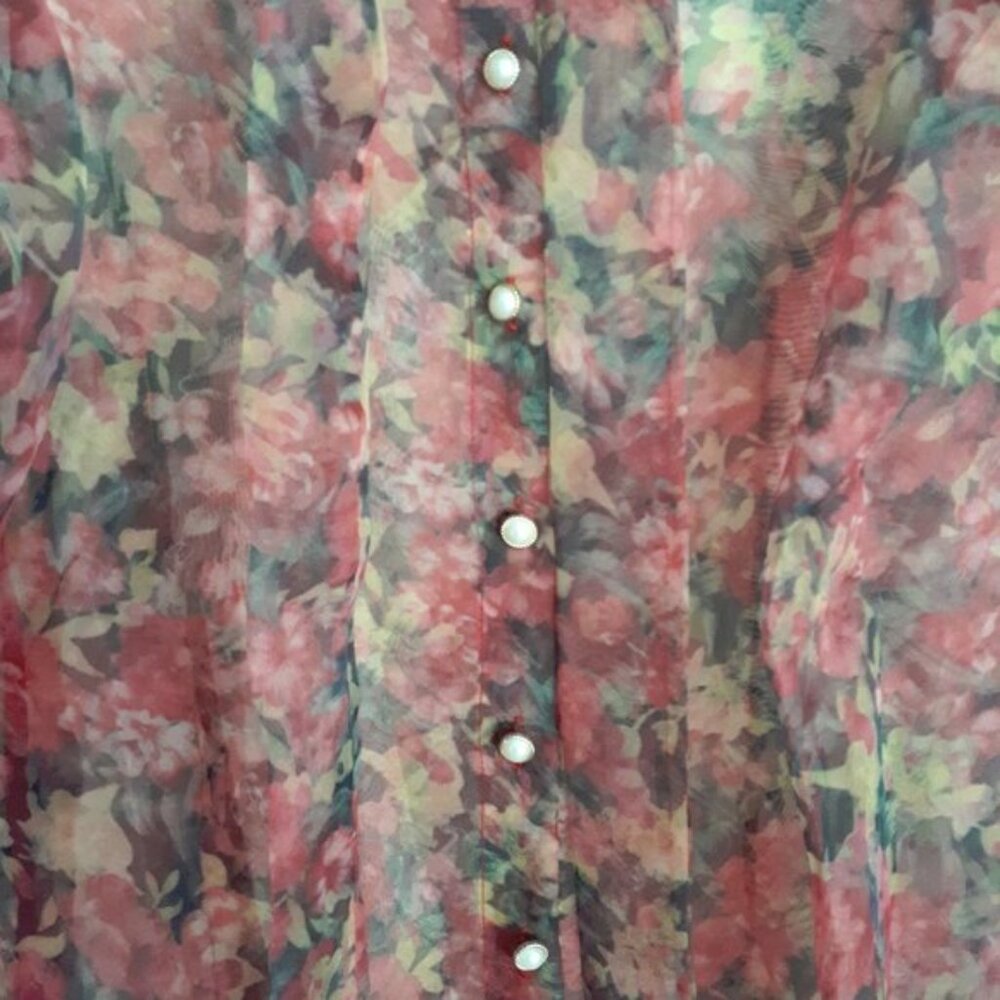 Nwt Simons Floral Print Sheer Button Up Blouse - image 4